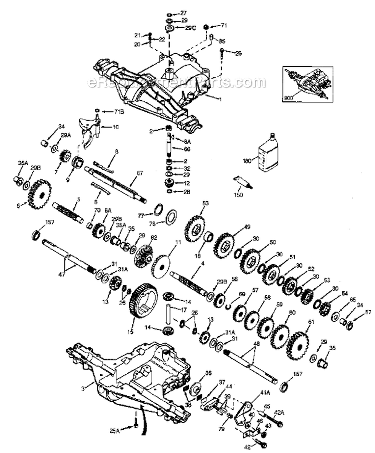 Peerless Transaxle Diagram and Parts List for 917287011  Craftsman Lawn Tractor