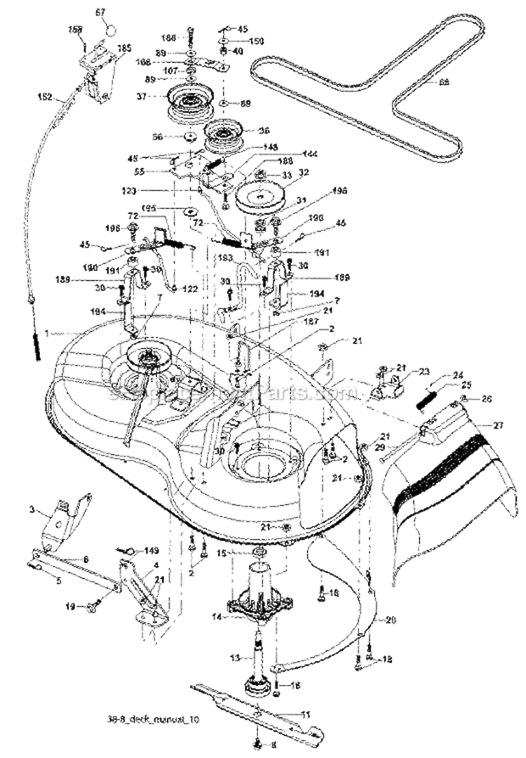 Mower Deck Diagram and Parts List for 917287011  Craftsman Lawn Tractor