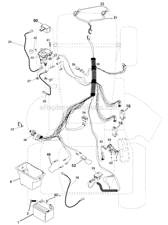 Electrical Diagram and Parts List for 917287070  Craftsman Lawn Tractor