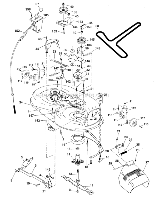 Mower_Deck Diagram and Parts List for 917287070  Craftsman Lawn Tractor