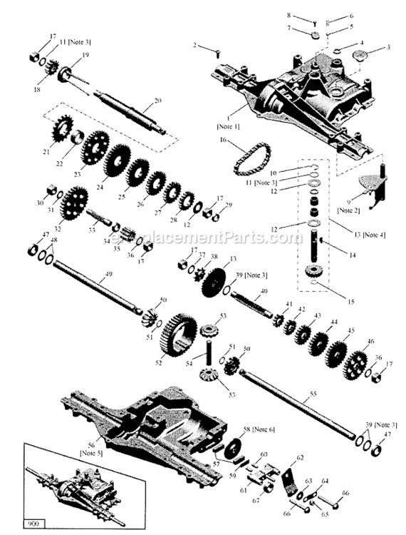Transaxle Diagram and Parts List for 917287070  Craftsman Lawn Tractor