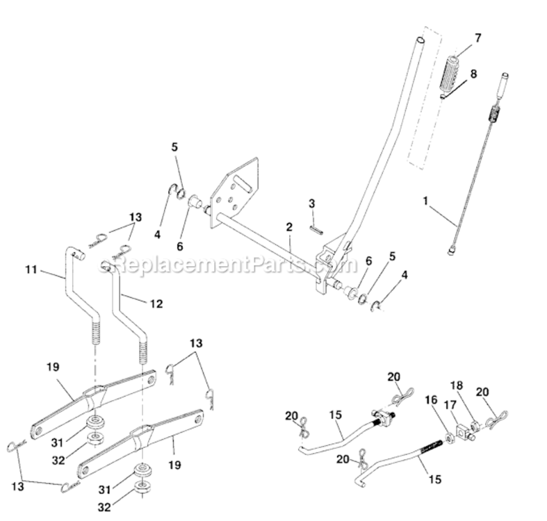 Lift_Assembly Diagram and Parts List for 917287070  Craftsman Lawn Tractor