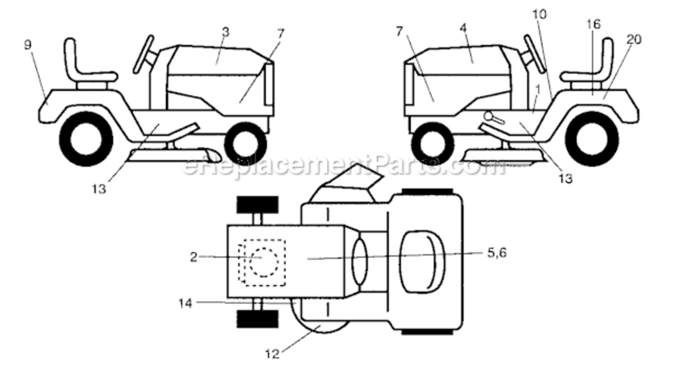 Decals Diagram and Parts List for 917287070  Craftsman Lawn Tractor