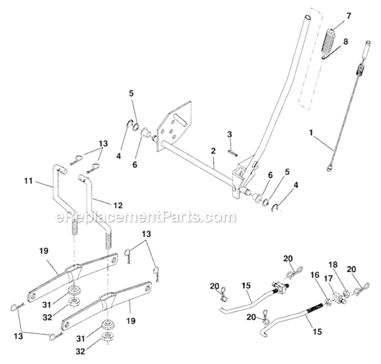 Lift_Assembly Diagram and Parts List for 917287080  Craftsman Lawn Tractor