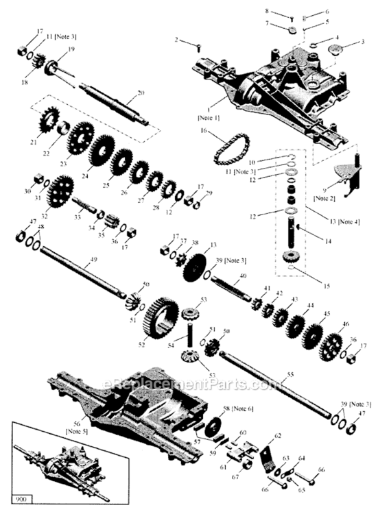 Transaxle Diagram and Parts List for 917287130  Craftsman Lawn Tractor
