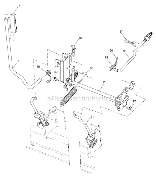 Lift Diagram and Parts List for 917287130  Craftsman Lawn Tractor