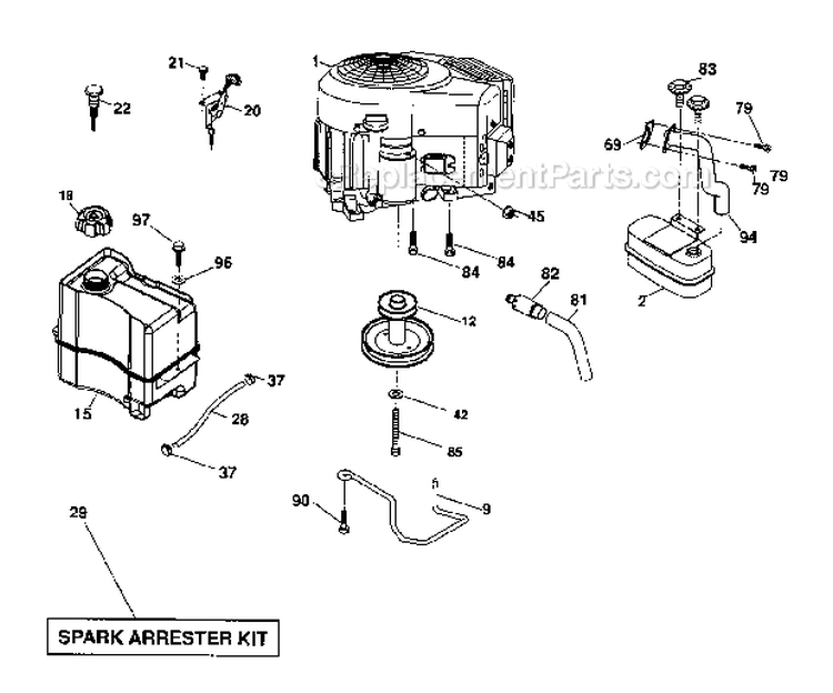 Engine Diagram and Parts List for 917287220  Craftsman Lawn Tractor