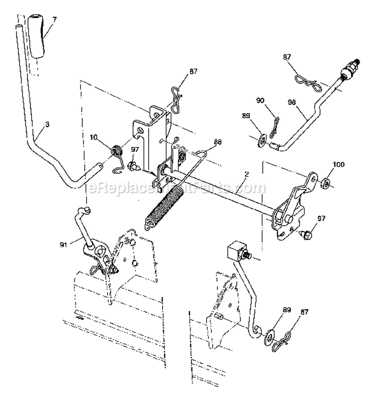 Lift Diagram and Parts List for 917287220  Craftsman Lawn Tractor