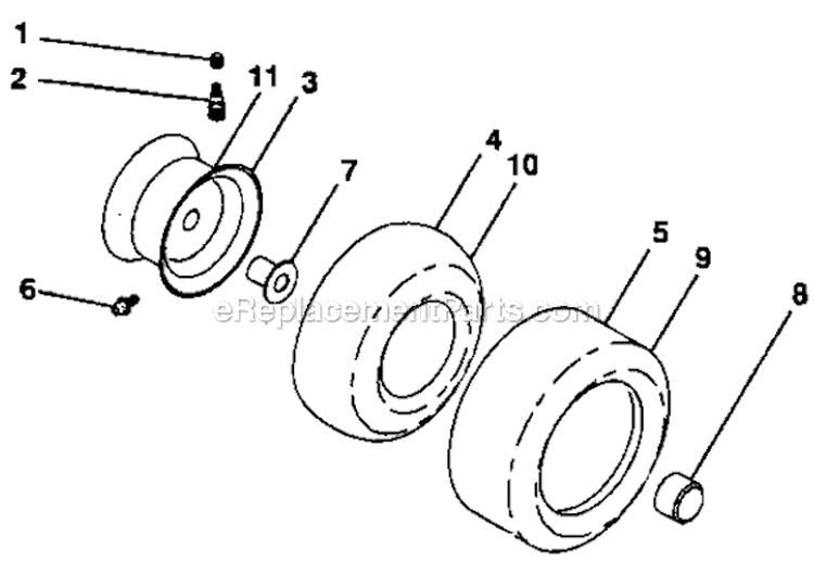 Wheels  Tires Diagram and Parts List for 917287240  Craftsman Lawn Tractor