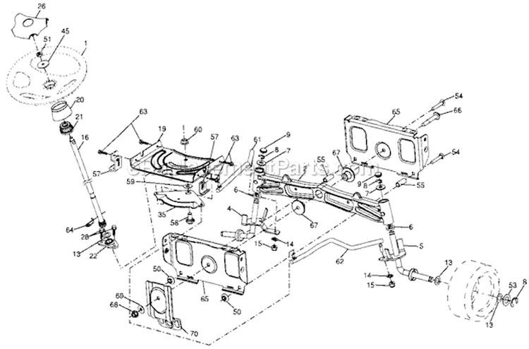 Steering Diagram and Parts List for 917287240  Craftsman Lawn Tractor