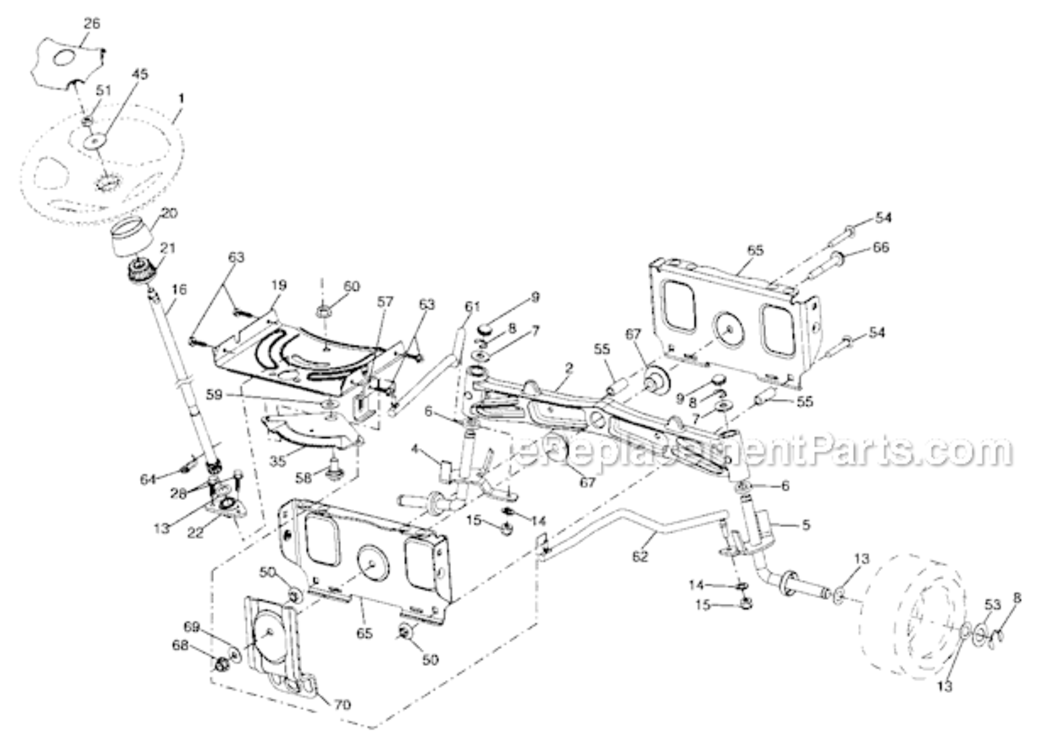 Steering Diagram and Parts List for 917287300  Craftsman Lawn Tractor