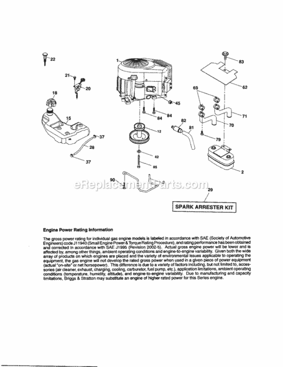 Page E Diagram and Parts List for 917287382  Craftsman Lawn Tractor