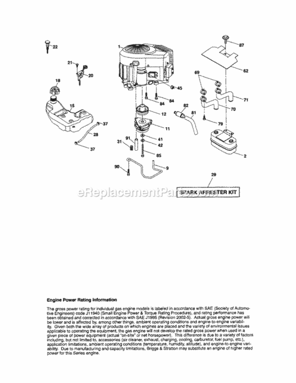 Page E Diagram and Parts List for 917287440  Craftsman Lawn Tractor
