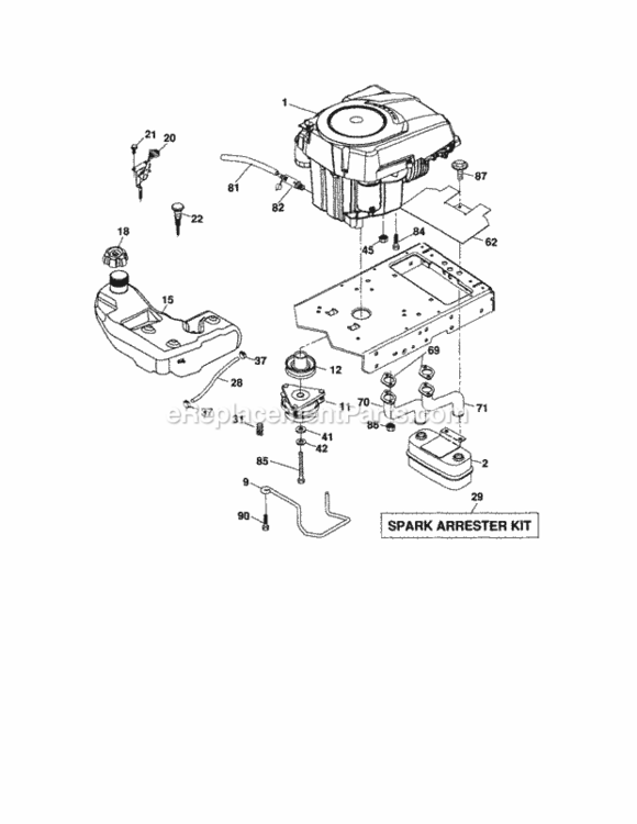 Page E Diagram and Parts List for 917287460  Craftsman Lawn Tractor