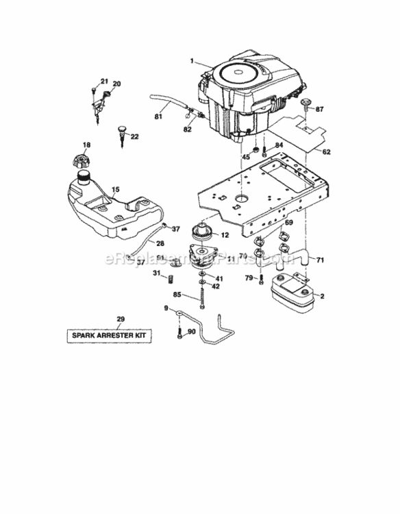 Page E Diagram and Parts List for 917287463  Craftsman Lawn Tractor