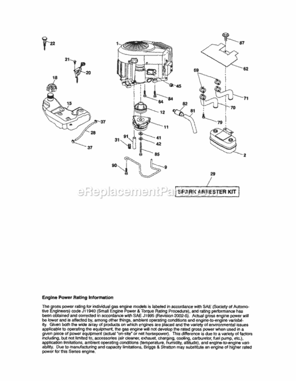 Page E Diagram and Parts List for 917287500  Craftsman Lawn Tractor