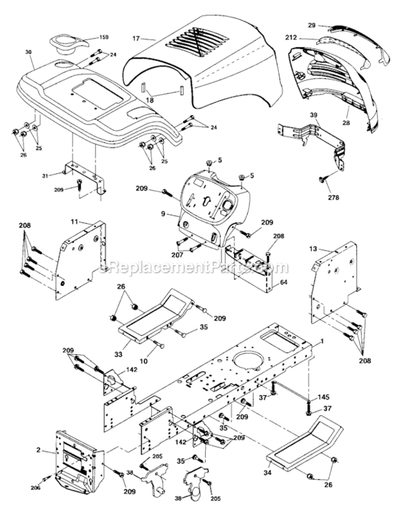 Chassis_And_Enclosures Diagram and Parts List for 917288032  Craftsman Lawn Tractor