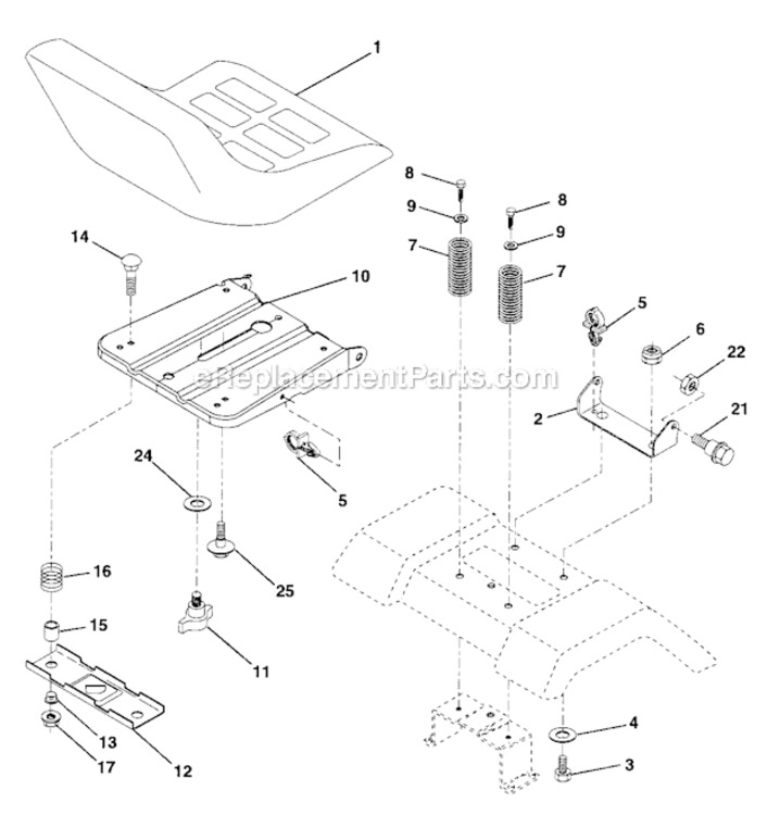 Seat Diagram and Parts List for 917288032  Craftsman Lawn Tractor