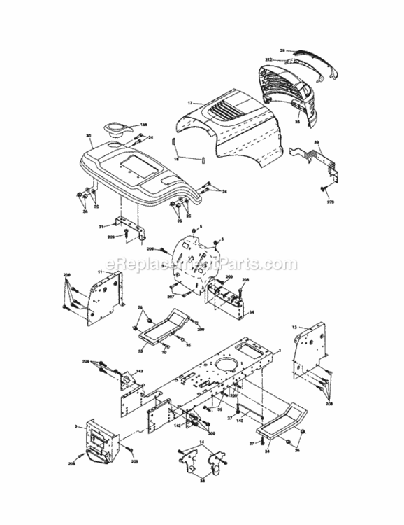 Page B Diagram and Parts List for 917288070  Craftsman Lawn Tractor