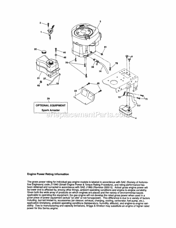 Page E Diagram and Parts List for 917288100  Craftsman Lawn Tractor