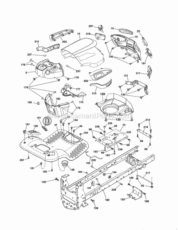 Page B Diagram and Parts List for 917288163  Craftsman Lawn Tractor