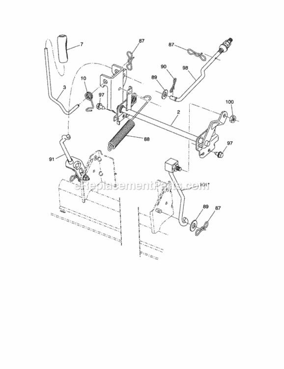 Lift Diagram and Parts List for 917288220  Craftsman Lawn Tractor