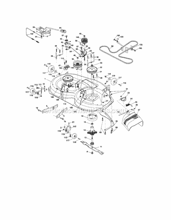Mower_Deck Diagram and Parts List for 917288220  Craftsman Lawn Tractor