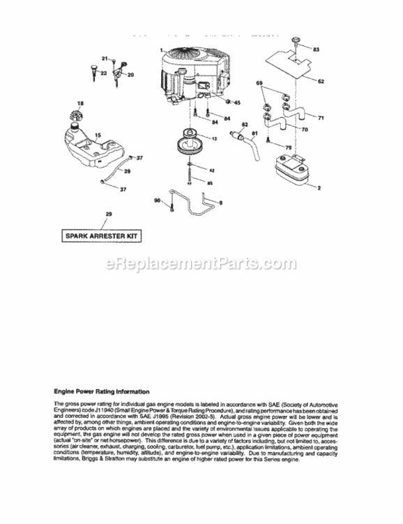 Page E Diagram and Parts List for 917288250  Craftsman Lawn Tractor