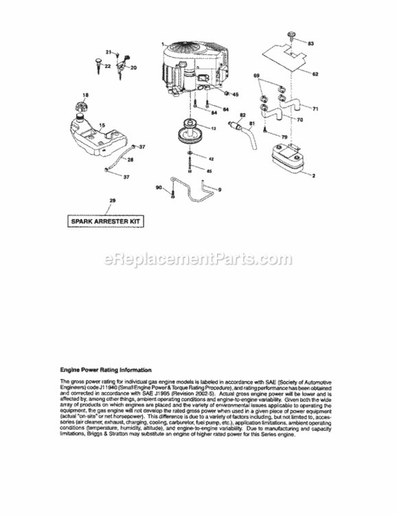 Page E Diagram and Parts List for 917288252  Craftsman Lawn Tractor