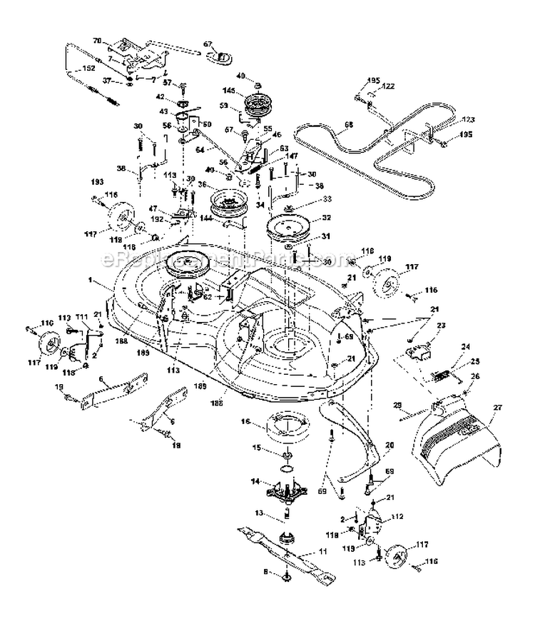 Mower Deck Diagram and Parts List for 917288260  Craftsman Lawn Tractor