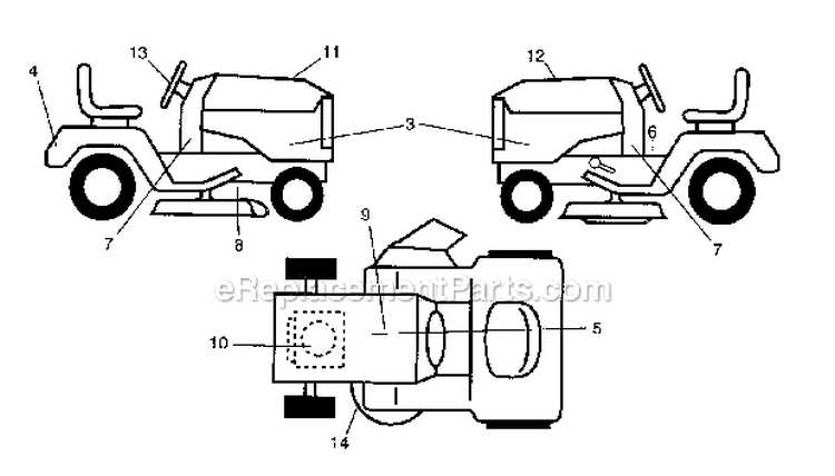 Decals Diagram and Parts List for 917288260  Craftsman Lawn Tractor