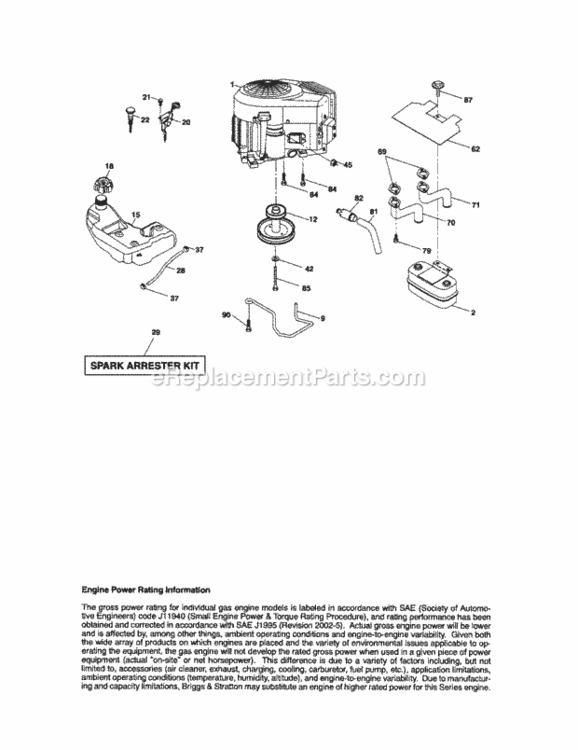 Page E Diagram and Parts List for 917288271  Craftsman Lawn Tractor