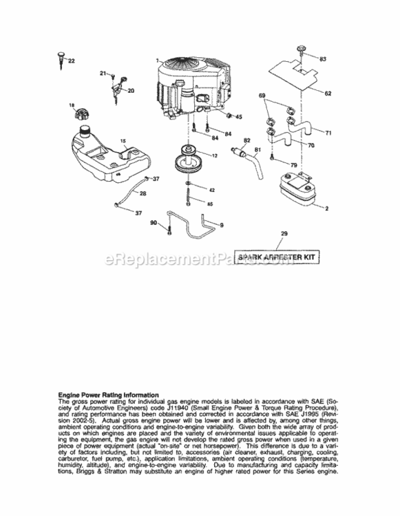 Page E Diagram and Parts List for 917288280  Craftsman Lawn Tractor