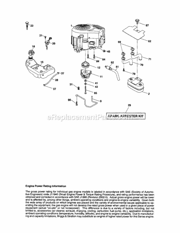 Page E Diagram and Parts List for 917288320  Craftsman Lawn Tractor