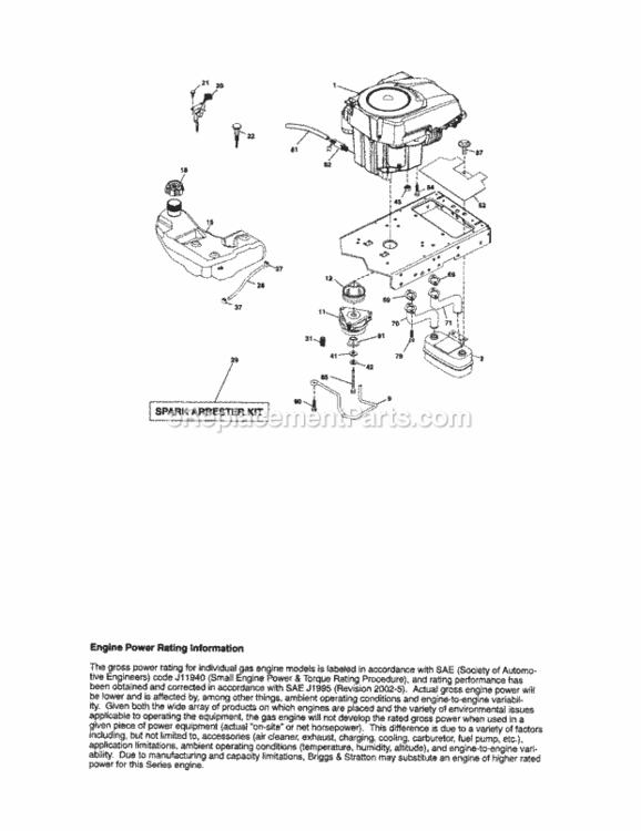 Page E Diagram and Parts List for 917288461  Craftsman Lawn Tractor