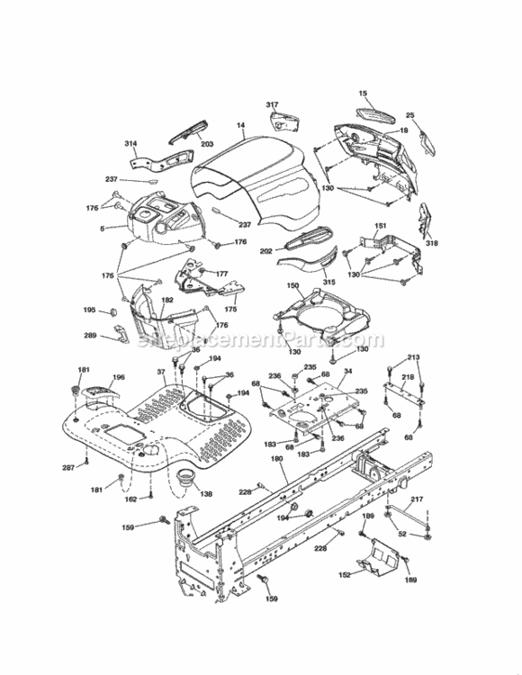 Page B Diagram and Parts List for 917288510  Craftsman Lawn Tractor