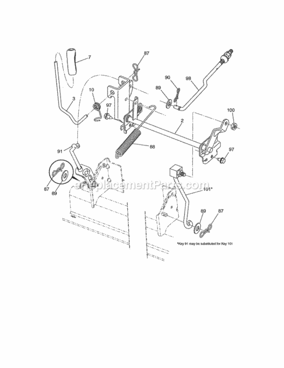 Lift Diagram and Parts List for 917288513  Craftsman Lawn Tractor