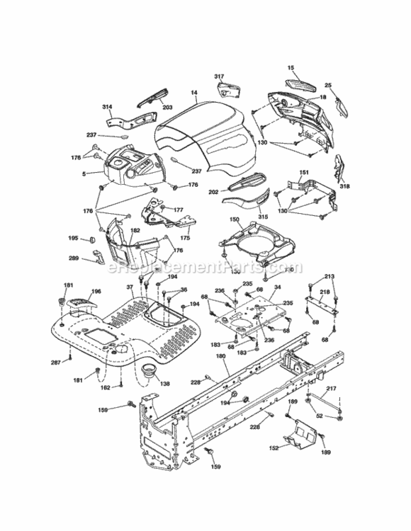 Page B Diagram and Parts List for 917288514  Craftsman Lawn Tractor