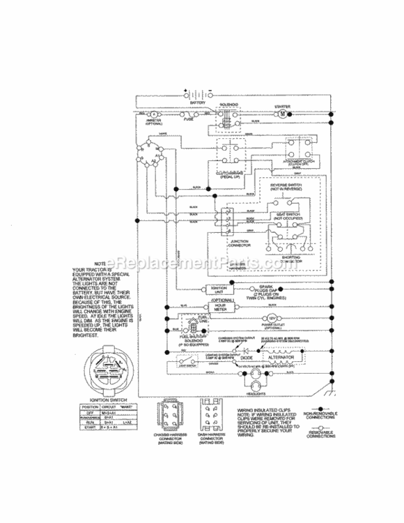 Schematic_Diagram Diagram and Parts List for 917288517  Craftsman Lawn Tractor