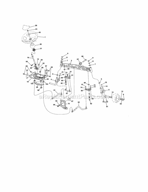 Steering Diagram and Parts List for 917288517  Craftsman Lawn Tractor