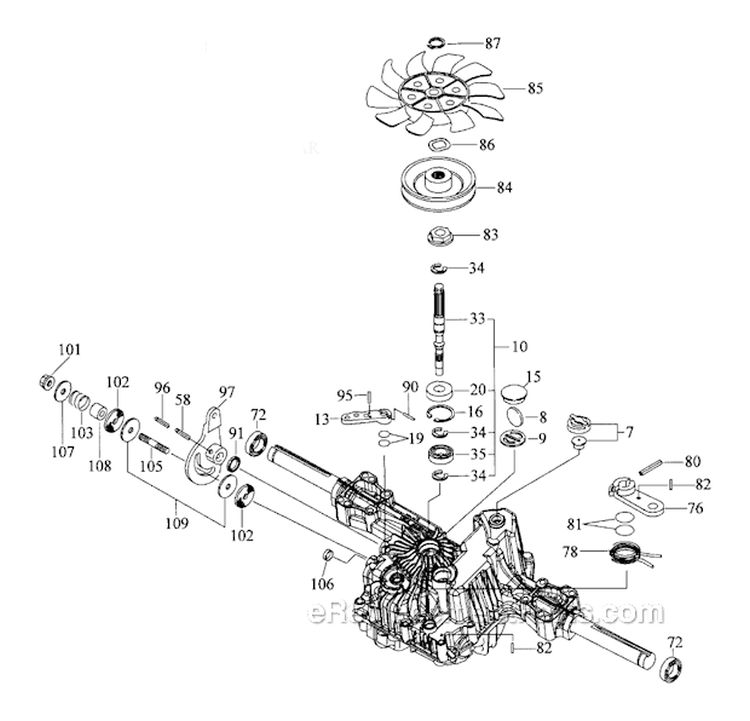 Transaxle Diagram and Parts List for 917288522  Craftsman Lawn Tractor