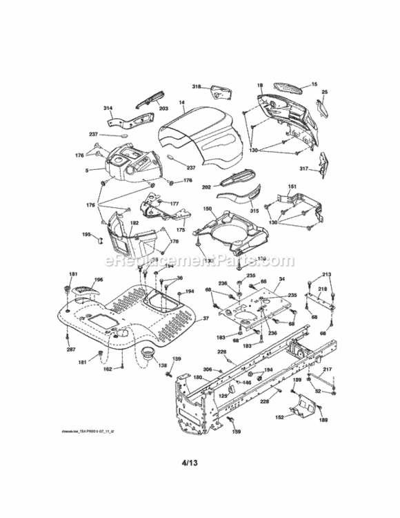 Page B Diagram and Parts List for 917288532  Craftsman Lawn Tractor