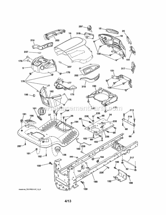 Page B Diagram and Parts List for 917288562  Craftsman Lawn Tractor