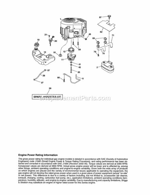 Page E Diagram and Parts List for 917288580  Craftsman Lawn Tractor
