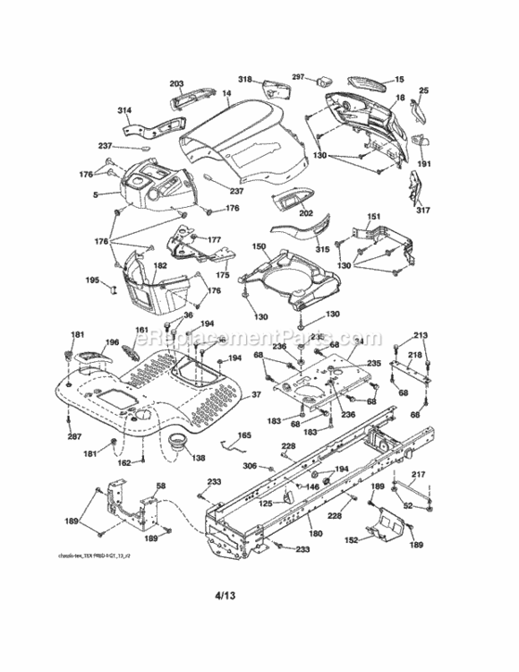 Page B Diagram and Parts List for 917288582  Craftsman Lawn Tractor