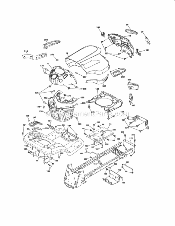 Page B Diagram and Parts List for 917288610  Craftsman Lawn Tractor