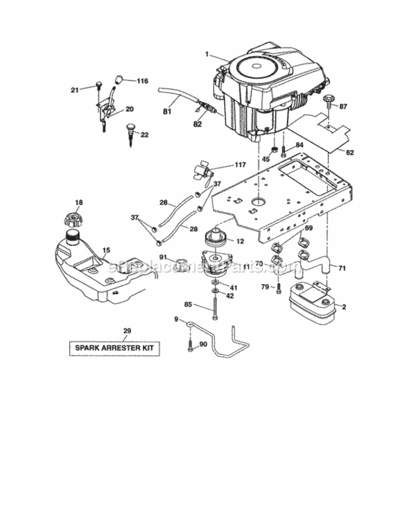 Page D Diagram and Parts List for 917288610  Craftsman Lawn Tractor