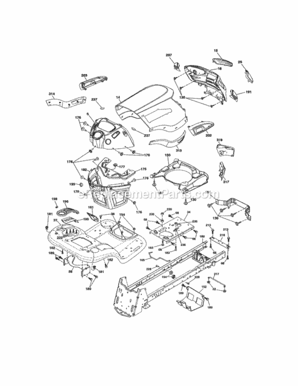 Page B Diagram and Parts List for 917288611  Craftsman Lawn Tractor