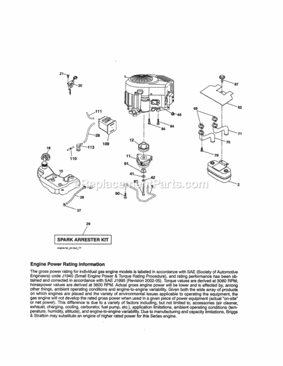 Page E Diagram and Parts List for 917288630  Craftsman Lawn Tractor