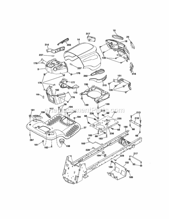 Page B Diagram and Parts List for 917288660  Craftsman Lawn Tractor